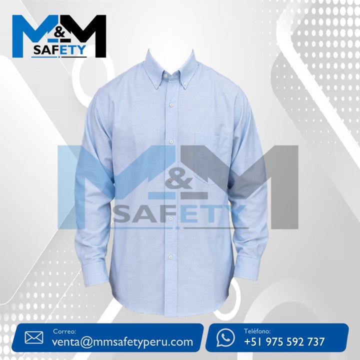 Camisa Oxford San Jacinto Manga Larga Color Celeste Bebe