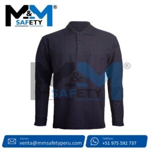 Polo con Cuello Camisero Manga Larga Azul Marino