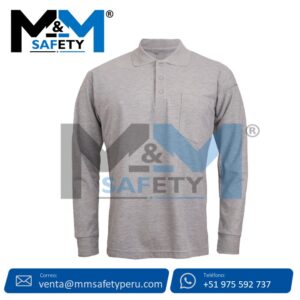 Polo con Cuello Camisero Manga Larga Plomo