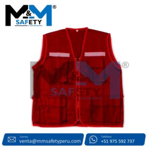 Chaleco Modelo Reportero Drill Tecnología Rojo