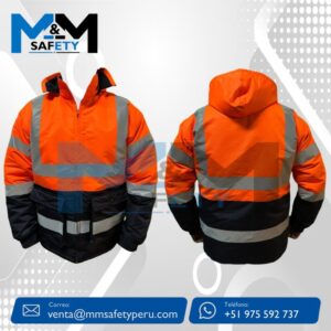 Casaca de Seguridad Termica Color Anaranjado con Azul C/ Cinta Reflectiva
