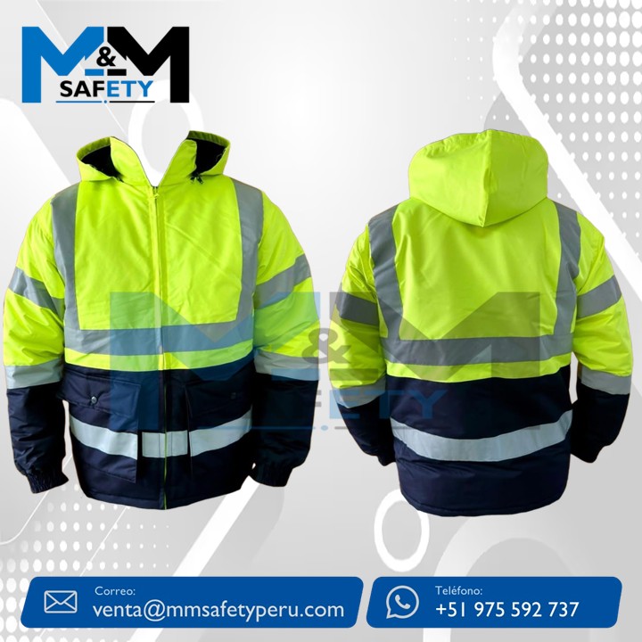 Casaca de Seguridad Térmica Verde con Azul c/ Cinta Reflectiva